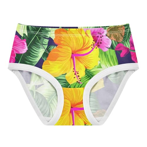 Tropical Flowers Green Leaves Toddlers Underwear Floral 2t Cotton Panties Little Girl Cartoon Briefs Undies Kids