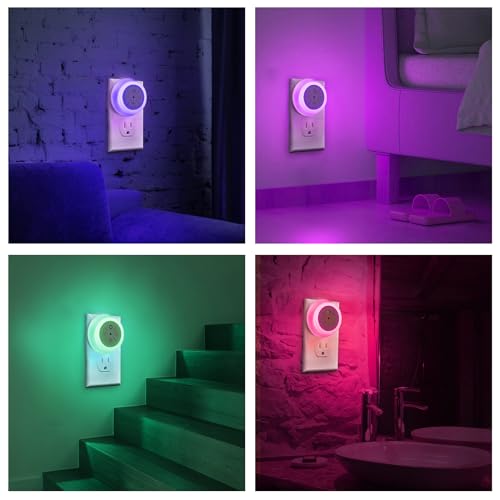 Image of Dawnrise Night Lights Plug Into Wall with 12-Color Changing, 2 Pack