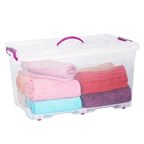 Boîtes de rangements 50L et 80L à roulettes transparente avec couvercle - A l'unité ou par lot