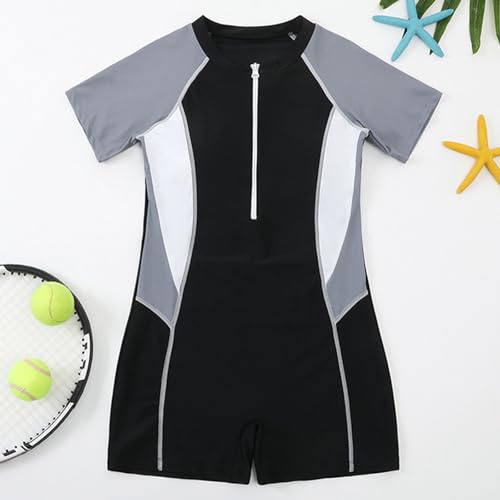 Maillot de bain une pièce filles fermeture éclair devant style garde-robe couvrant protecteur