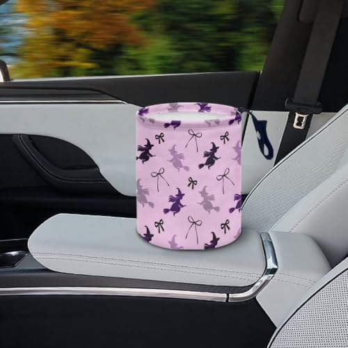 Image of Halloween Witch Bow Car Trash Can, Cute Car Trash Bag, Hanging Car Organizer and Storage Bag, Trash Bin Universal for Cars Accessories, Vehicle, Travelling