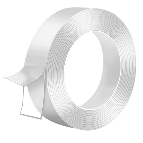 Double Sided Tape Heavy Duty 3 Meters Long 2.3 cm Wide 2 mm Thick Clear Mounting Adhesive Tape Multipurpose Removable Nano Sticky Tapes for Walls Pictures Wallpapers Frames Decor Household & Office