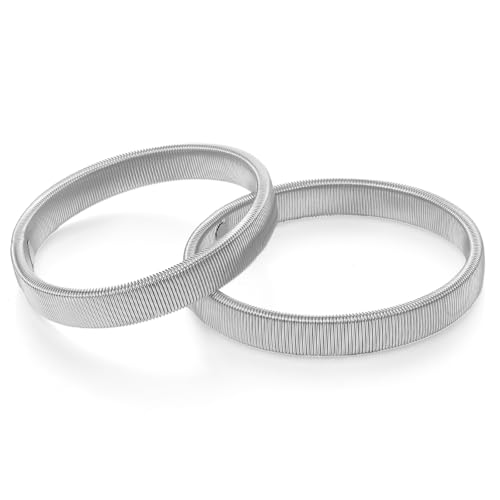 JJUNW 3 Paar Ärmelhalter, Metall Elastisch Bracelet Sleeve Holders Anti Rutsch Hülsenhalter Damen Herren Langarm Hemdhalter Metallarmbänder zum Fixiert Ärmel (Silber)