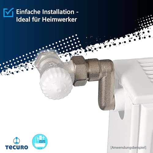 tecuro S-Anschluss Heizkörper 10 mm Höhenausgleich mit Eurokonus, DN 15 (1/2“) AG x DN 20 (3/4“) Überwurfmutter Messing vernickelt, AGS-10