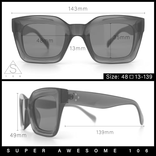 SA106 Womens Luxury Beveled Thick Horn Rim Rectangle Fashion Sunglasses3