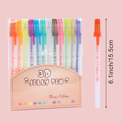 Set de 12 bolígrafos gel 3D brillantes multicolor miniatura 5