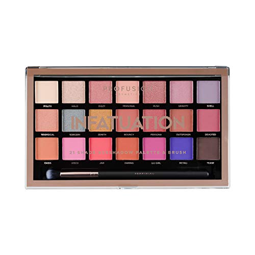 Profusion Cosmetics 21 Shade Eyeshadow - Rich Shade Long-Lasting Cruelty-Free Bright Pigmented Shades Palette Collection & Brush, Infatuation #TOP14