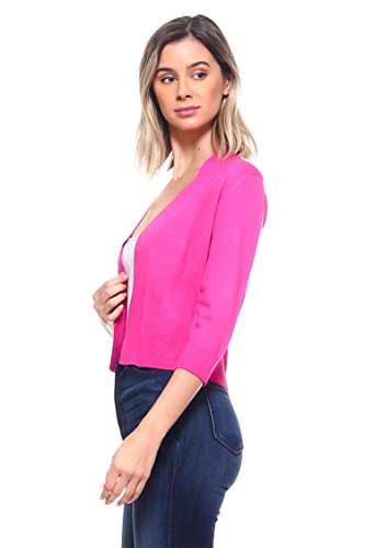Image of Cielo Women's Soft Solid Open Front 3 /4 Sleeve Sweater Cardigan