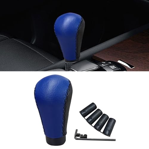 KITUREK 5 Speed Shifter Knobs, Manual Transmission Shift Knob, Handle Leather Gear Stick, Universal Car Accessories for Most Manual Vehicles (Black/Blue)