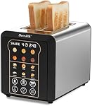 Secura Brands 2 Slice Automatic Toaster, Touch Screen Smart Toaster with Digital Timer, 6 Bread Types, 6 Browning Levels, Reheat/Defrost, +10s Extend, Custom Memory Settings for Home, RV, Office