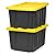 HOMZ 2-Pack Durabilt, Heavy Duty Plastic Storage Bins with Lids, 27 Gallon, Black/Yellow - Stackable Container Boxes for Home, Attic, and Garage Organization