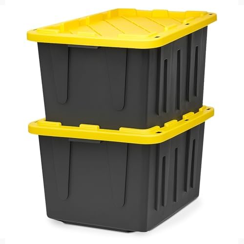 HOMZ 2-Pack Durabilt, Heavy Duty Plastic Storage Bins with Lids, ...