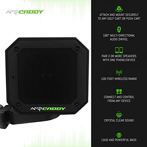 Ampcaddy Golf Bluetooth Speaker With Mount, Version 3 Pro Bluetooth Speaker And Mount With Loud Stereo Sound And Bass Boost, 20-Hour Playtime, Extended Bluetooth Range, Waterproof (15 Watts) #TOP3