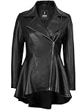 Urbon Shop Asymmetrical Black Leather Jacket for Women – Edgy & Modern Fit (US, Alpha, Small, Regular, Regular, Black)