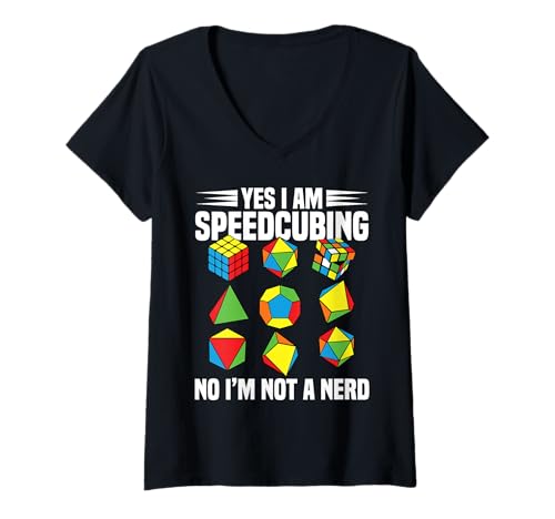 Mujer Speedcuber Mat Cubing, Temporizador de resolución rápida Speedcubing Camiseta Cuello V