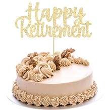 Gyufise Gold Glitter Happy Retirement Cake Topper اختيارات الديكور Cake لتجهيزات حزب ديكورات الطرف المتقاعد 1 Pack