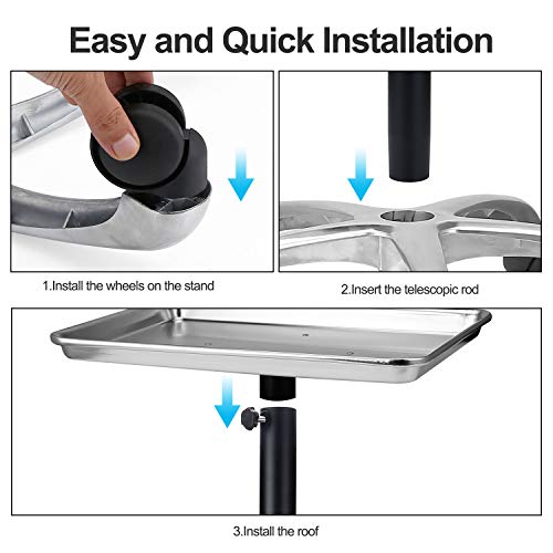 Salon Tray With Metal Feet, Height Adjustable Salon Tray On Wheels, Hair Color Servicetray Durable And Non-Rusting #TOP6