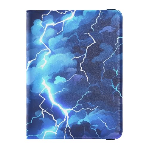 Custodia per passaporto e carte di vaccino pelle blu con alleggerimento personalizzabile ultra sottile natura blu 1 size