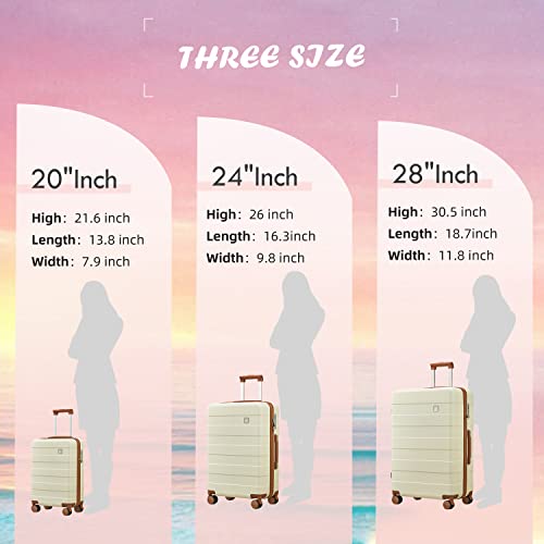 Imiomo 3 Piece Luggage Sets,Suitcase With Spinner Wheels,Luggage Set Clearance For Women, Lightweight Rolling Hardside Travel Luggage With Tsa Lock (Beige, 5Pcs) #TOP5