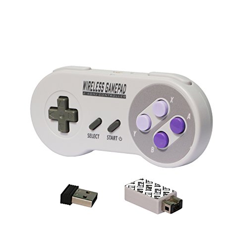 LefRight 2.4GHz rechargeable manette sans fil Gamepad pour SNES édition classique Mini / NES Classic Edition, adaptateur USB pour Game Emulator sur PC / Android Box