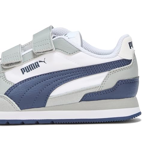 Puma Unisex-Child ST Runner Hook and Loop Shoes, Gray Echo-Puma Navy, Toddler 8