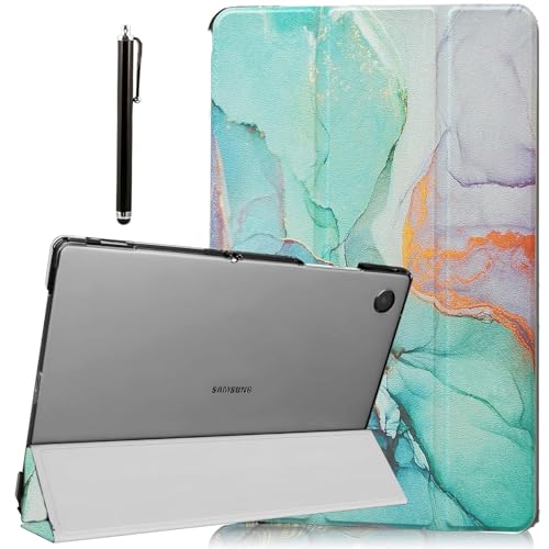 ProElite Cover for Samsung Galaxy Tab A11 Plus 11 inch Case Cover, Smart Flip Case Cover for Samsung Galaxy Tab A11+ 11" Translucent Back with Stylus Pen, Marble Green