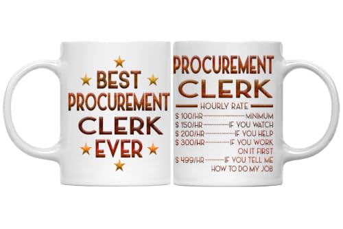 Procurement Clerk Mug, Hourly Rate Procurement Clerk Gifts for Coworkers