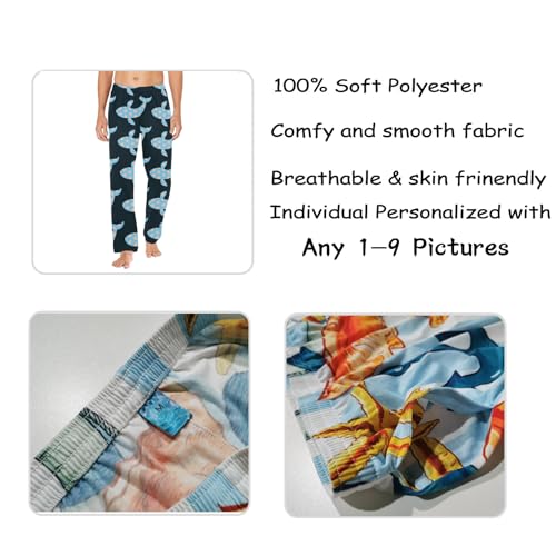 Custom Photo Face Pajama Pants for Men Personalized Photo Collage PJ Bottoms Gift for Boyfriend Husband Father (1-9Pictures)3