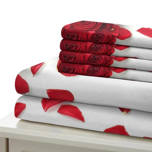 Housse de couette roses rouges 140x200 microfibre