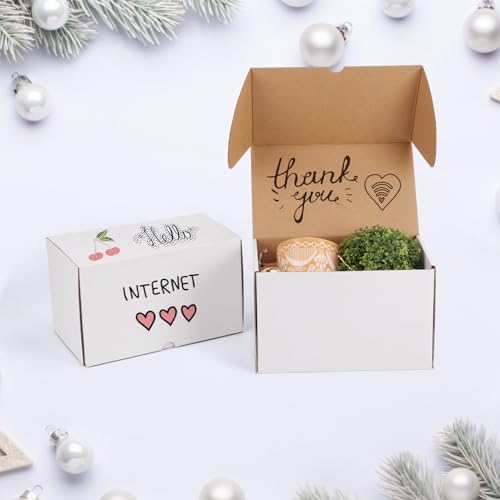 Image of ZBEIVAN 10x6x6 White Shipping Boxes Set of 20, Corrugated Cardboard Mailer Boxes for Packaging Small Business Mailing Gifts