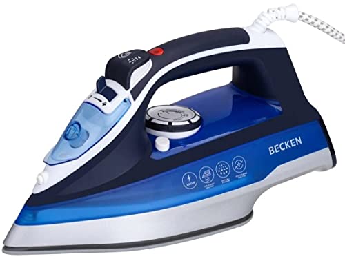 Becken Plancha de Ropa, 2600W, Suela Cerámica, Golpe de Vapor 100g, Sistema Antical, Autolimpieza, Color Azul