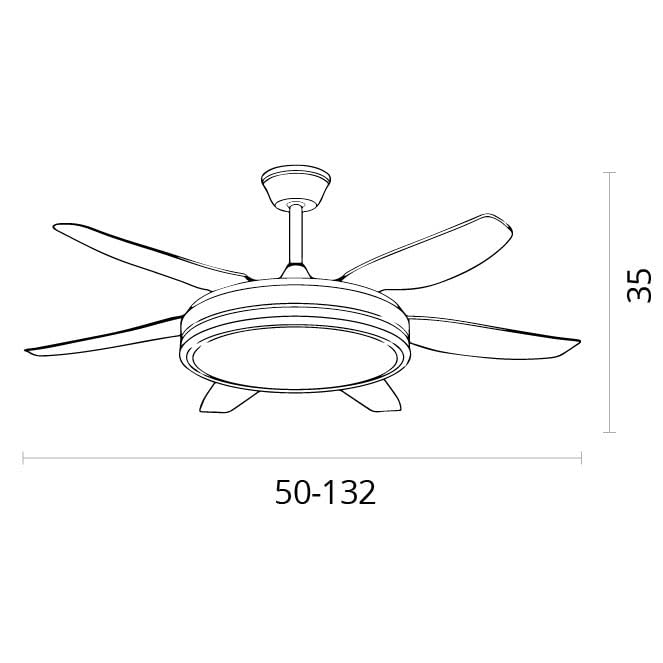 BEL AIR HOME - Ventilador de Techo con Motor DC, 132 CM, Luz LED 24W, 6 Velocidades de Aire y 3 Temperaturas de Luz, Mando a Distancia Incluido (ORION BLANCO)