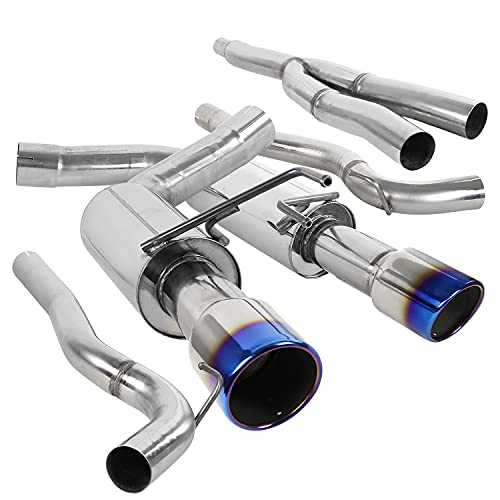 Spec-D Tuning Catback Exhaust System Stainless Steel Burnt Tip Compatible with Ford Mustang 2.3L Ecoboost/Premium 2015-2020