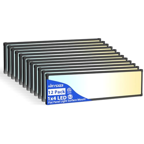 Image of AIKVSXER 12Pack 1x4 LED Flat Panel Light, 6500LM Ultra-Bright, 30-50W Black