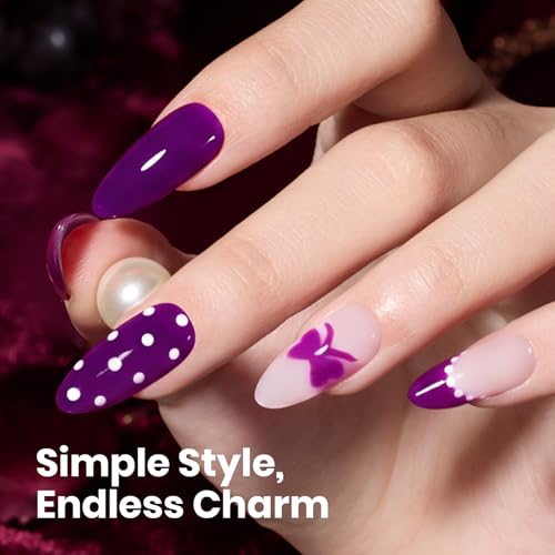 Image of beetles Purple Gel Polish Hema-Free - Wine Stain, 1pc Dark Purple Color Gel 15ml Full Size Fall Nails Soak Off UV Colorful Bottle Nail Art Manicure Gifts for Women