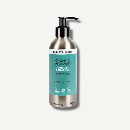Image of Beauty Kitchen - Organic Hand Wash - Peppermint and Spearmint Essential Oils for Refreshing, Invigorating Daily Cleansing - Vegan, Natural and Palm Oil-Free - 300ml