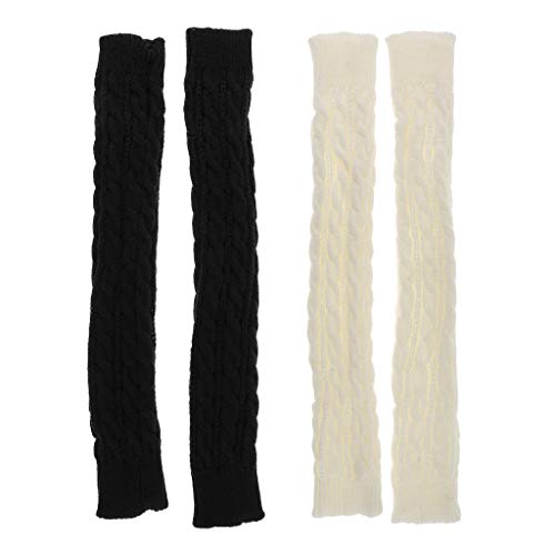 gazechimp 2 Pares de Luvas Femininas de Inverno Quente Malha de Braço Longo Aquecedores Sem Dedo Pol