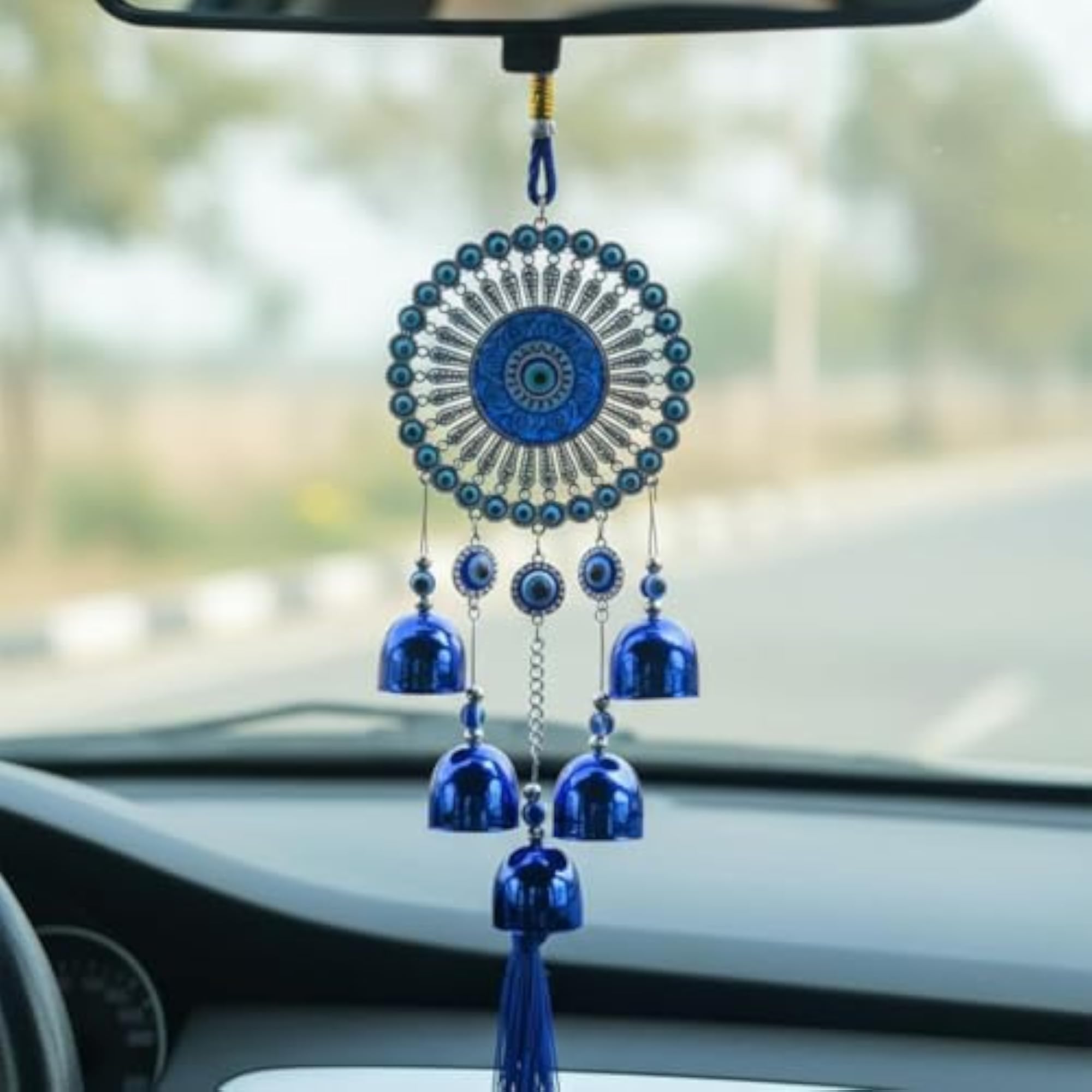 Evil Eye Hanging Wall Decor with Tassel and Bells