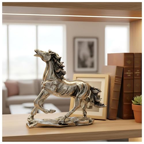 Image of 999 Silver Plated Running Horse Statue, Vastu Home Decor Showpiece for Sucess l Tabletop Gift Item with Gift Box for Decoration & Wedding Gifting