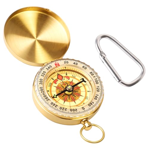 Brújula al aire libre, reloj de bolsillo luminoso, brújula portátil impermeable con hebilla para colgar, brújula multifuncional para comprar para camping, senderismo, caza