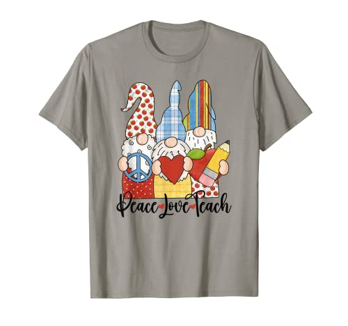 PACE LOVE INSEGNARE Gnomi Insegnanti Gnomi Educazione Insegnamento Maglietta