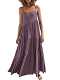 ANRABESS Women's Summer Maxi Dress Casual Boho Sleeveless Spaghetti Strap Tiered Long Beach Sun Dresses 523anzi-L Dark Purple