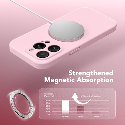 Image of Magnetic for iPhone 13 Pro Max Case, Compatible with MagSafe, [Full Camera Protection][Screen Protector] Silicone Shockproof Protective Phone Case for iPhone 13 Pro Max 6.7 inch, Chalk Pink