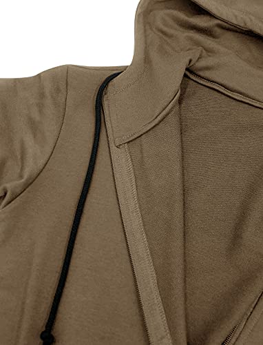 Fallorchid Womens Full-Zip Hoodies Casual Long Sleeve Sweatshirt With Pockets (1-Khaki,Small,Us,Alpha,Adult,Female,Small,Regular,Regular) #TOP2