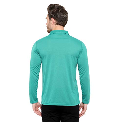 Image of Men's Cotton Blend Full Sleeve Zip Neck Polo T-Shirt (Pack of 1)