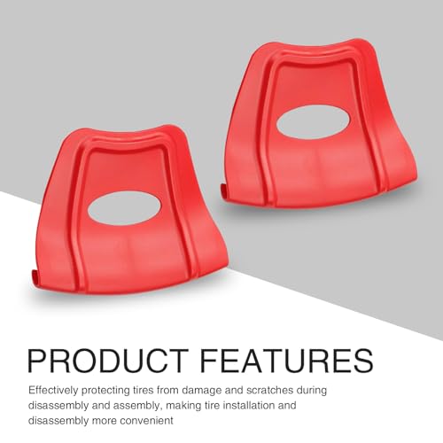 Image of Pack-2 Car Tire Disassembly Rim Protector, Double Convex Anti-Slip Structure Rim Anti-sratch Cover, Oval Hollow Handle Labor-Saving Easy-to-Turn Tool, Universal for Cars Motorcycles (Red)