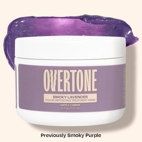 Image of OVERTONE Color Depositing Treatment Hair Mask, Smoky Lavender, 8 oz | Semi Permenant & Nourishing Coloring Conditioner for All Hair Types, Contains Shea Butter & Coconut Oil, Vegan & Cruelty-Free