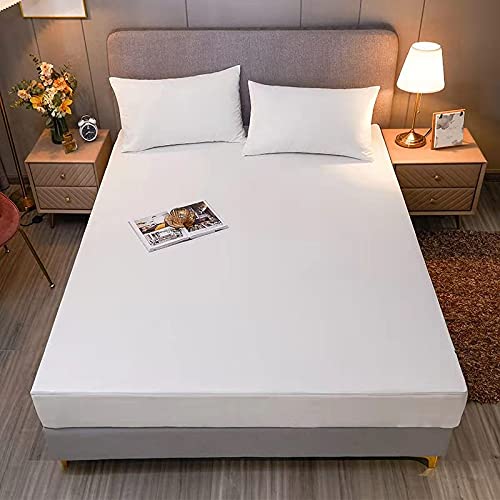 Protège-matelas zippé en coton uni pour lit double 180x200