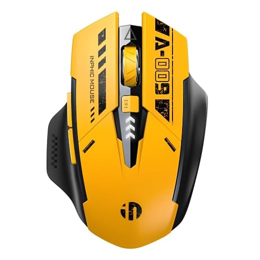 Ratón Bluetooth, Ratón inalámbrico Recargable con Tri-Mode (BT 5.0/4.0+2.4GHz), Nivel de batería Visible, Diseño ergonómico - Ratón inalámbrico silencioso para portátil y PC (Amarillo)