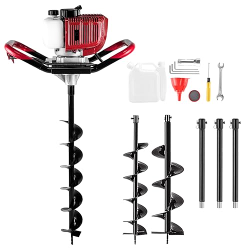 52CC 2-Stroke Gas Powered Post Hole Digger – 1800W Earth Auger wi...